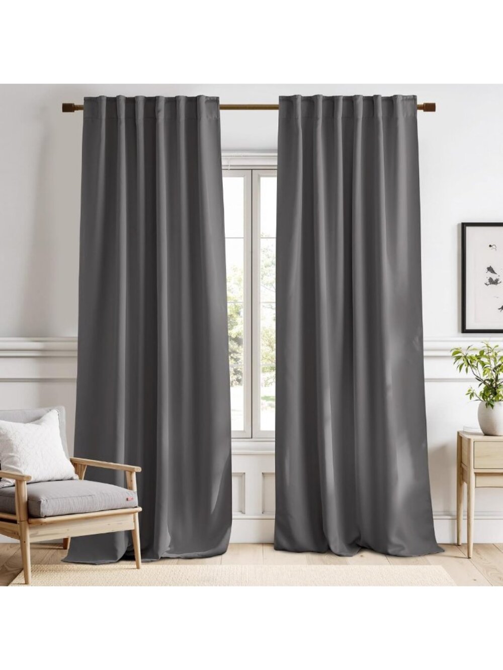 Light Reducing Grey Curtain Panels - 52x84 inch, 2 Pieces, Insulating Room